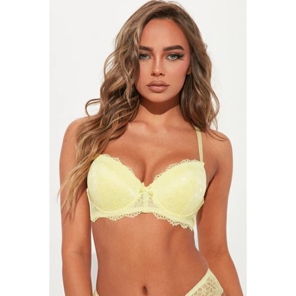 Sweet Thang Lace Push Up Bra - Yellow Size 36C RefFNB3 - Picture 1 of 7